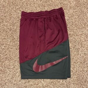 Nike Burgundy and Black Sports Shorts